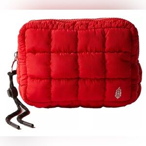 FP movement Winterberry Red Essentials Quilted Nylon Waterproof Cosmetic Bag